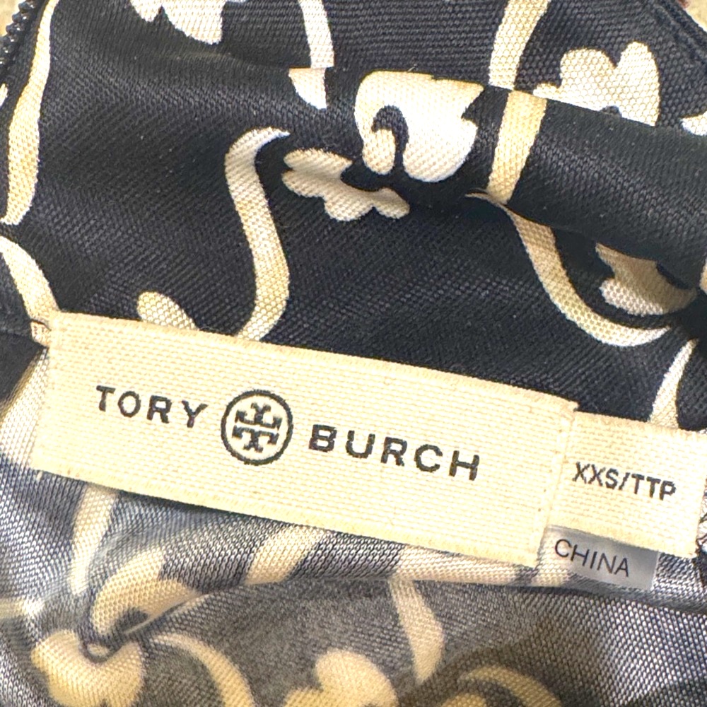 Tory Burch Black And White Geometric Long Sleeve Top